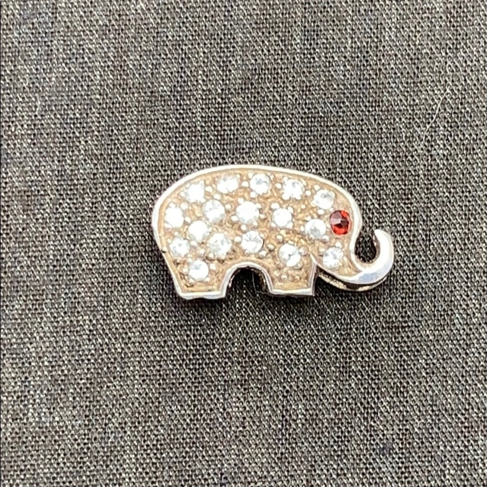 Sterling Elephant Charm with Crystals